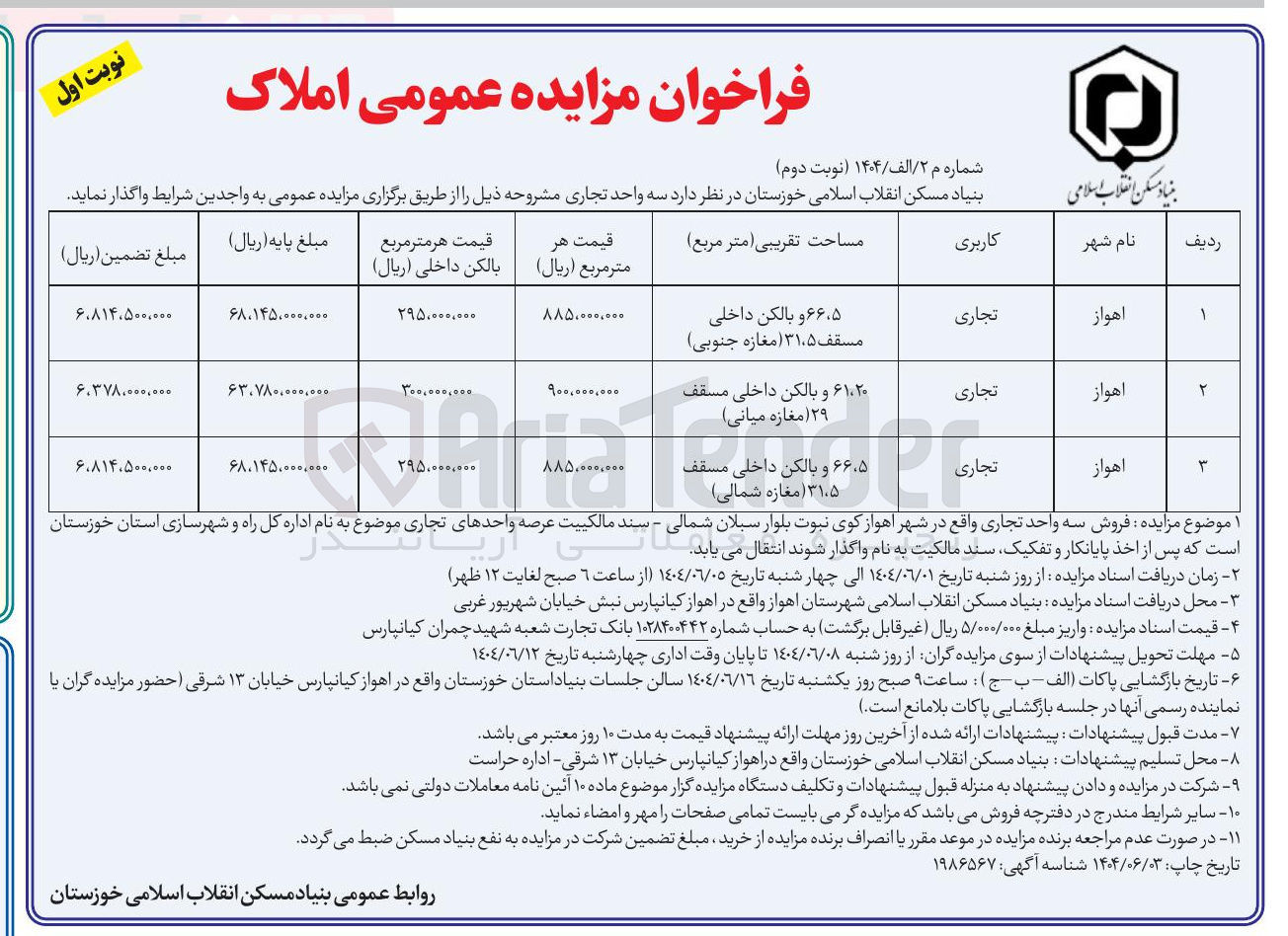 تصویر کوچک آگهی فروش سه واحد تجاری