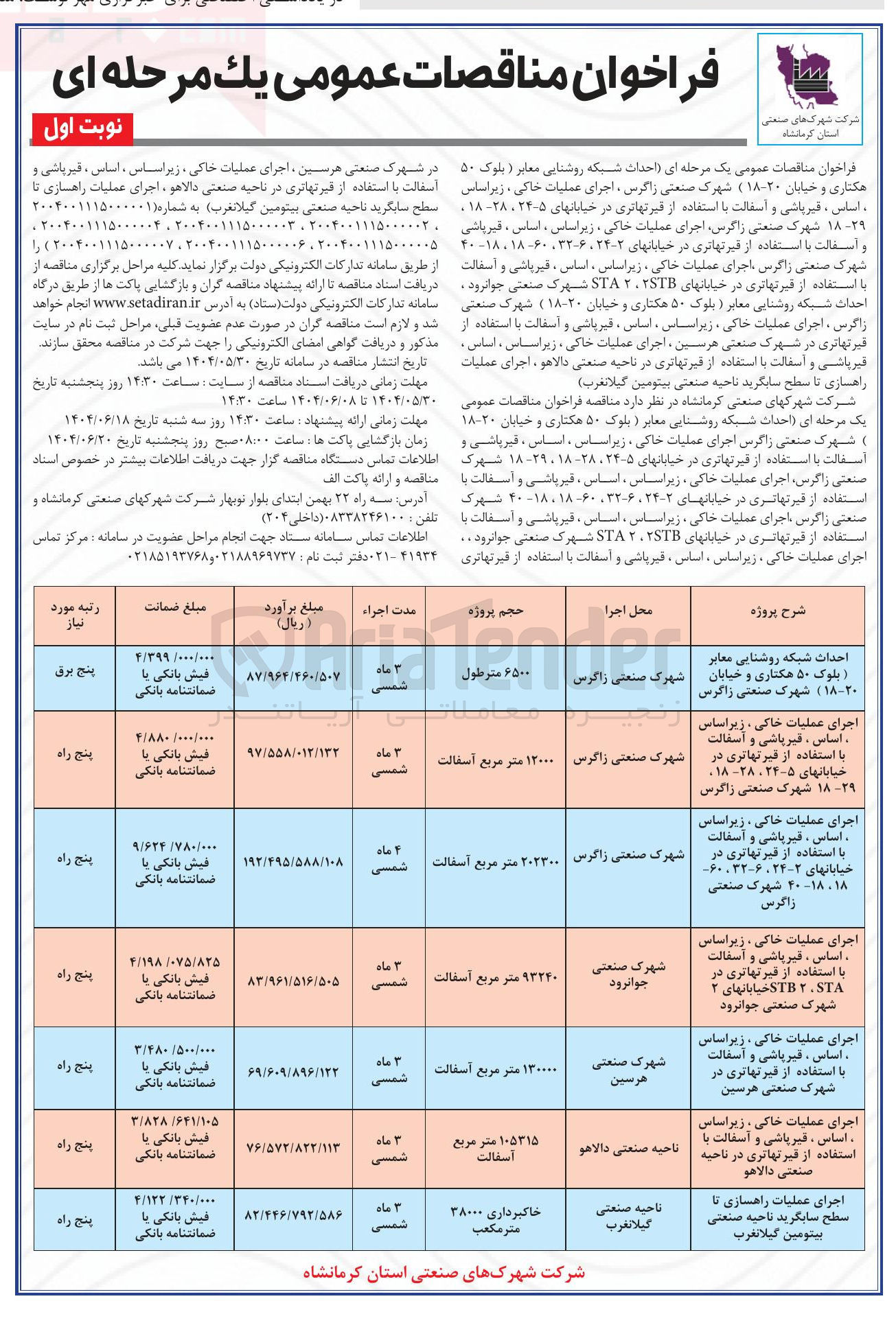 تصویر کوچک آگهی اجرای عملیات راهسازی تا سطح سایبگرید ناحیه صنعتی