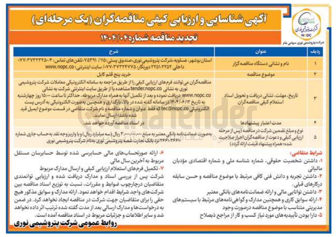 تصویر کوچک آگهی خرید پنج قلم کابل 
