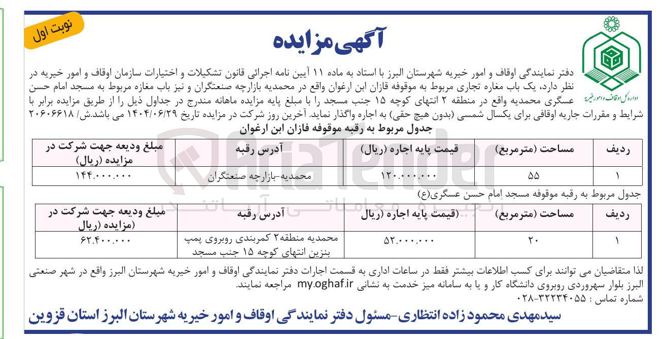 تصویر کوچک آگهی اجاره دو باب مغازه 