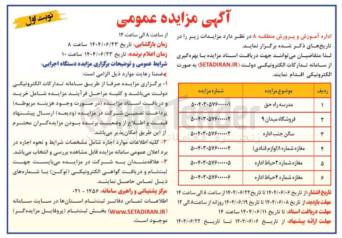 تصویر کوچک آگهی اجاره مغازه شماره 4 حیاط اداره