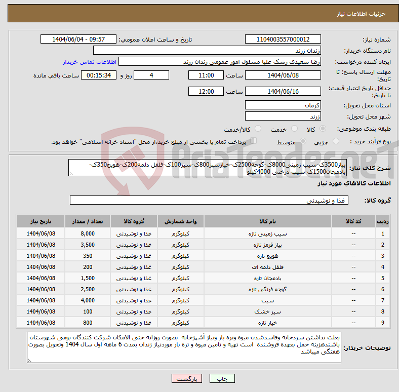 تصویر کوچک آگهی نیاز انتخاب تامین کننده-پیاز3500ک-سیب زمینی8000ک-گوجه2500ک-خیارسبز800ک-سیر100ک-فلفل دلمه200ک-هویج350ک-بادمجان1500ک-سیب درختی 4000کیلو 