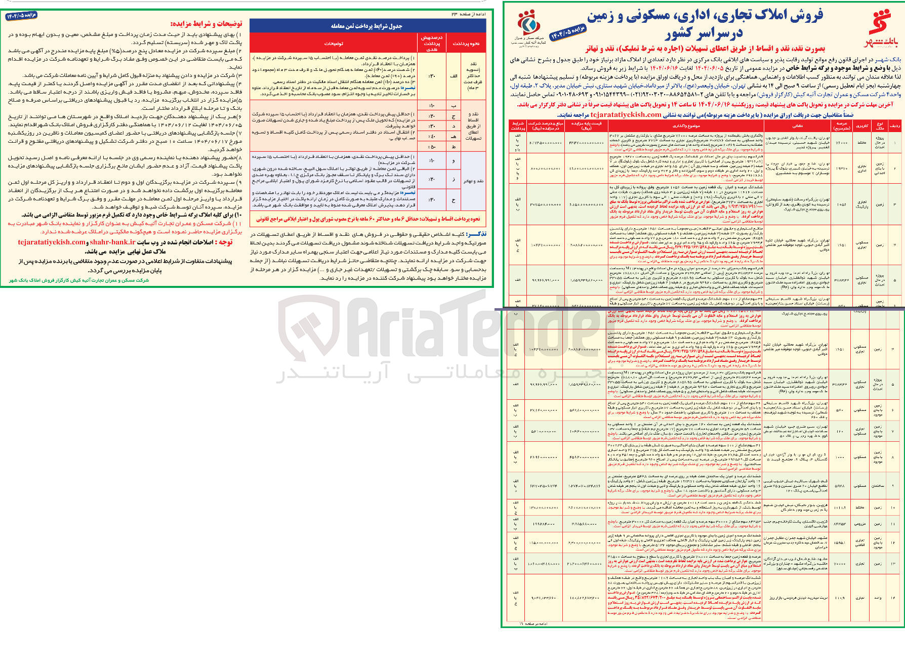تصویر کوچک آگهی فروش املاک در 14 ردیف با کاربری تجاری - اداری - مسکونی - مزروعی - اقامتی