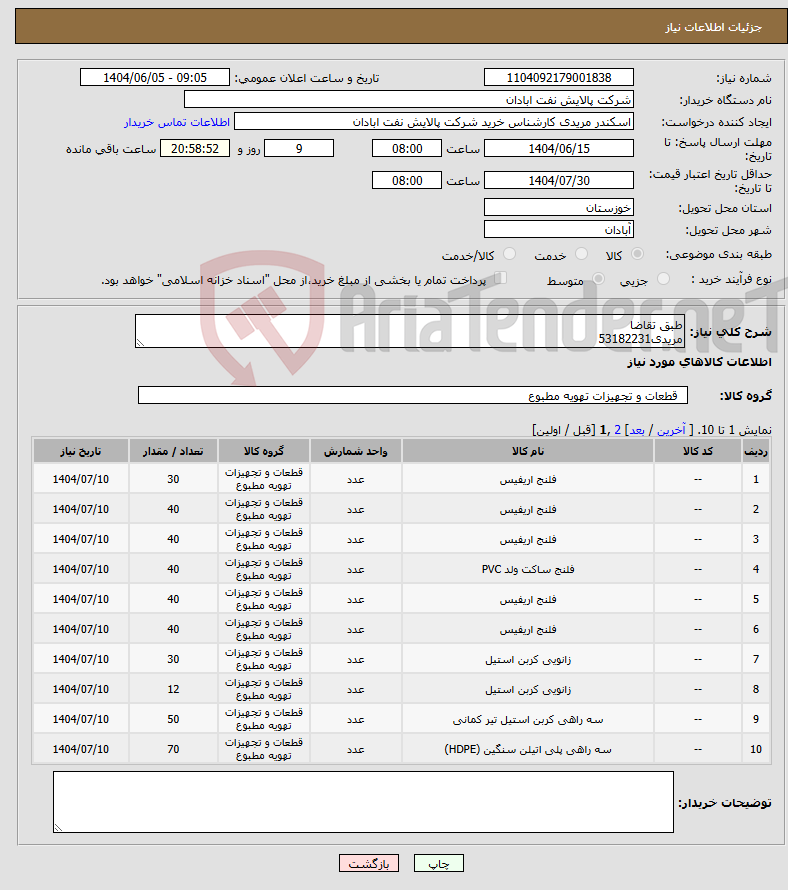 تصویر کوچک آگهی نیاز انتخاب تامین کننده-طبق تقاضا مریدی53182231