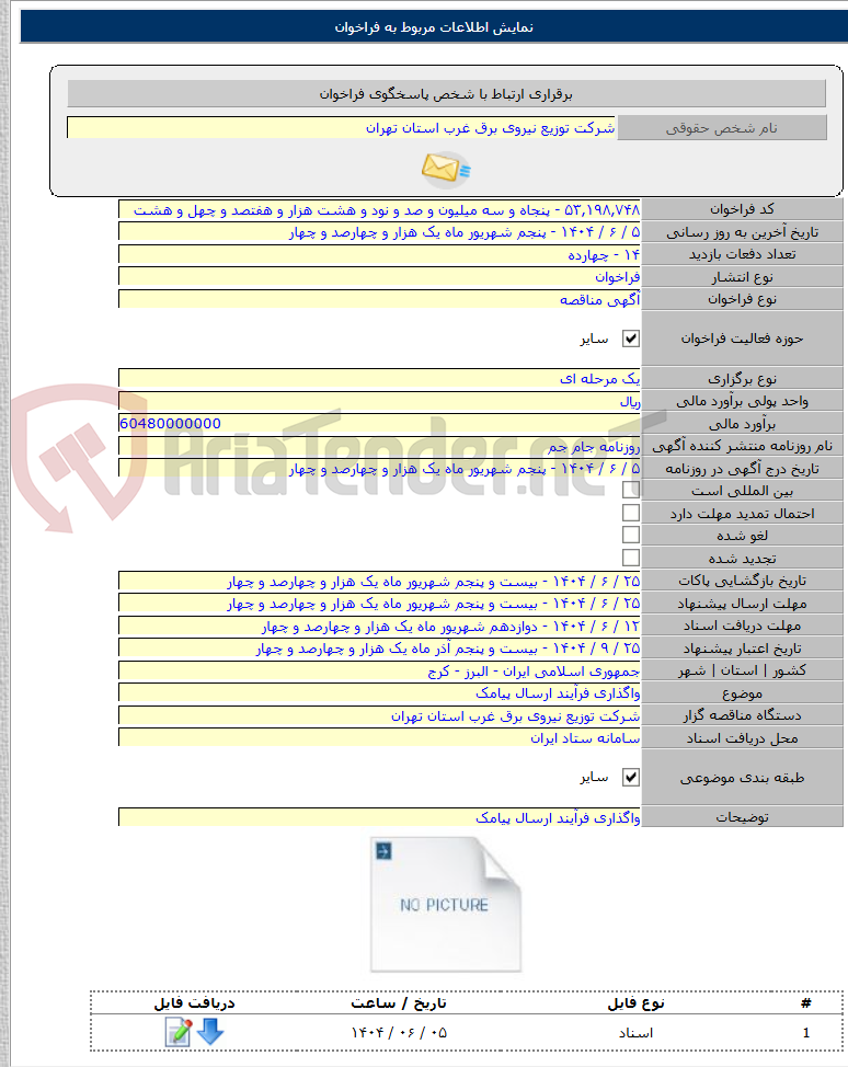 تصویر کوچک آگهی واگذاری فرآیند ارسال پیامک