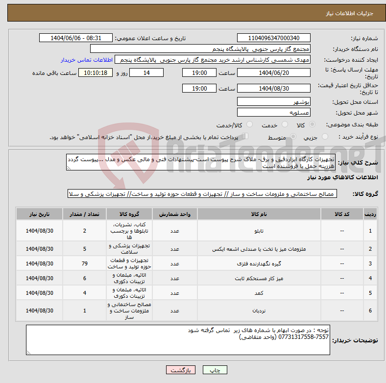 تصویر کوچک آگهی نیاز انتخاب تامین کننده-تجهیزات کارگاه ابزاردقیق و برق- ملاک شرح پیوست است-پیشنهادات فنی و مالی عکس و مدل ...پیوست گردد هززینه حمل با فروشنده است