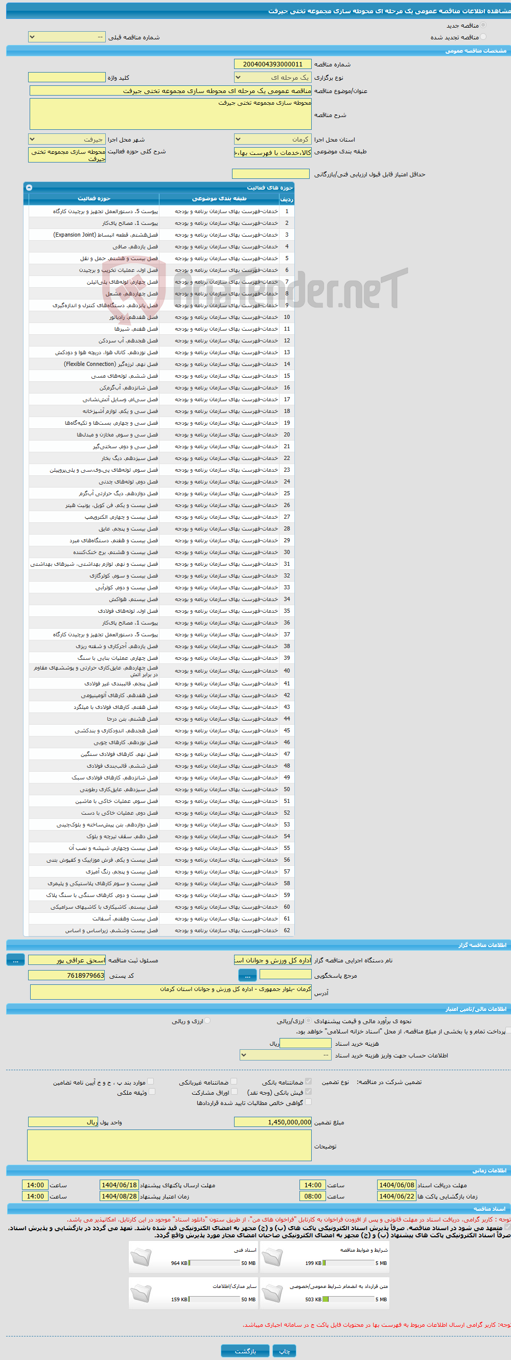 تصویر کوچک آگهی مناقصه عمومی یک مرحله ای محوطه سازی مجموعه تختی جیرفت