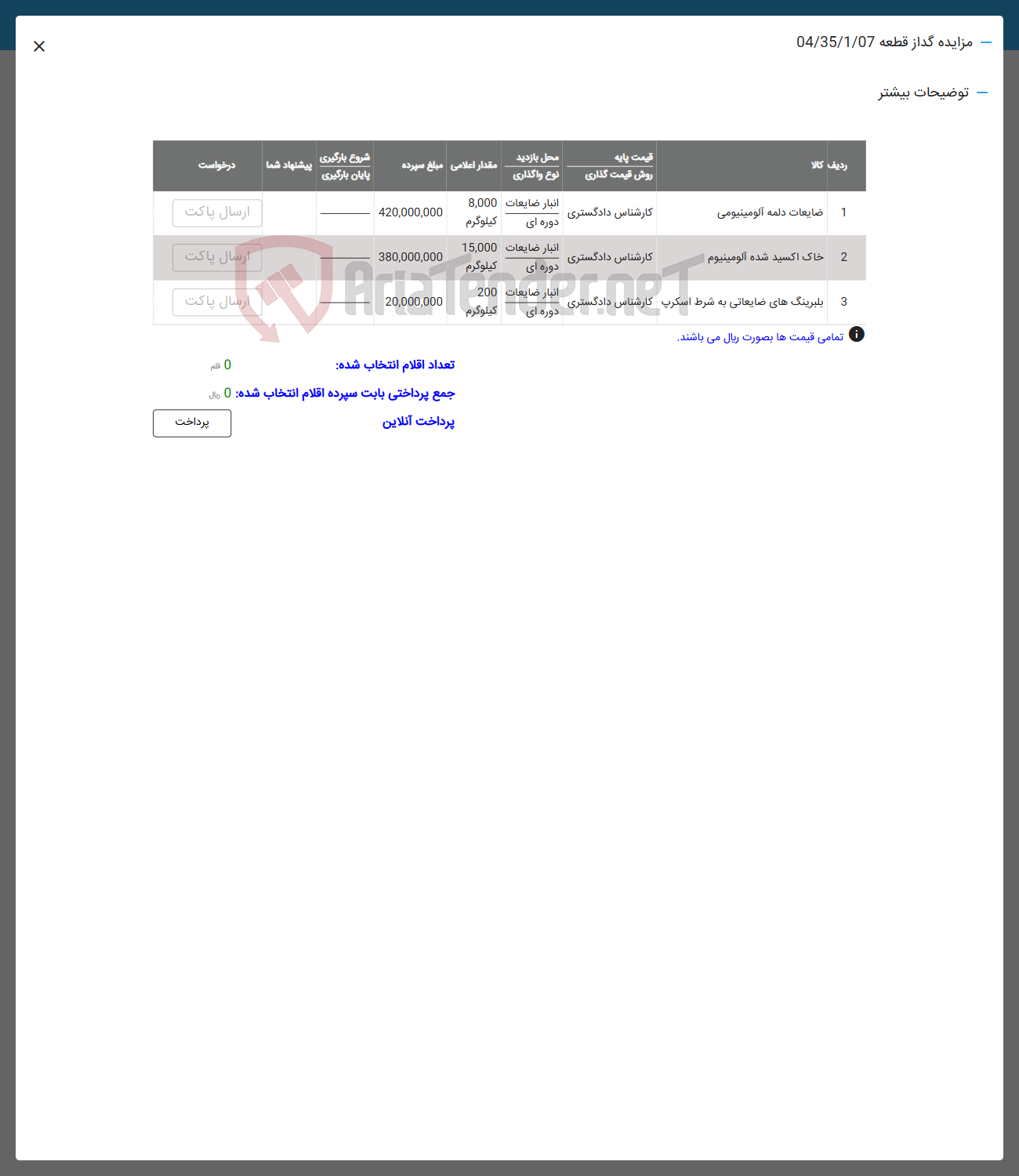 تصویر کوچک آگهی ضایعات دلمه آلومینیومی 
