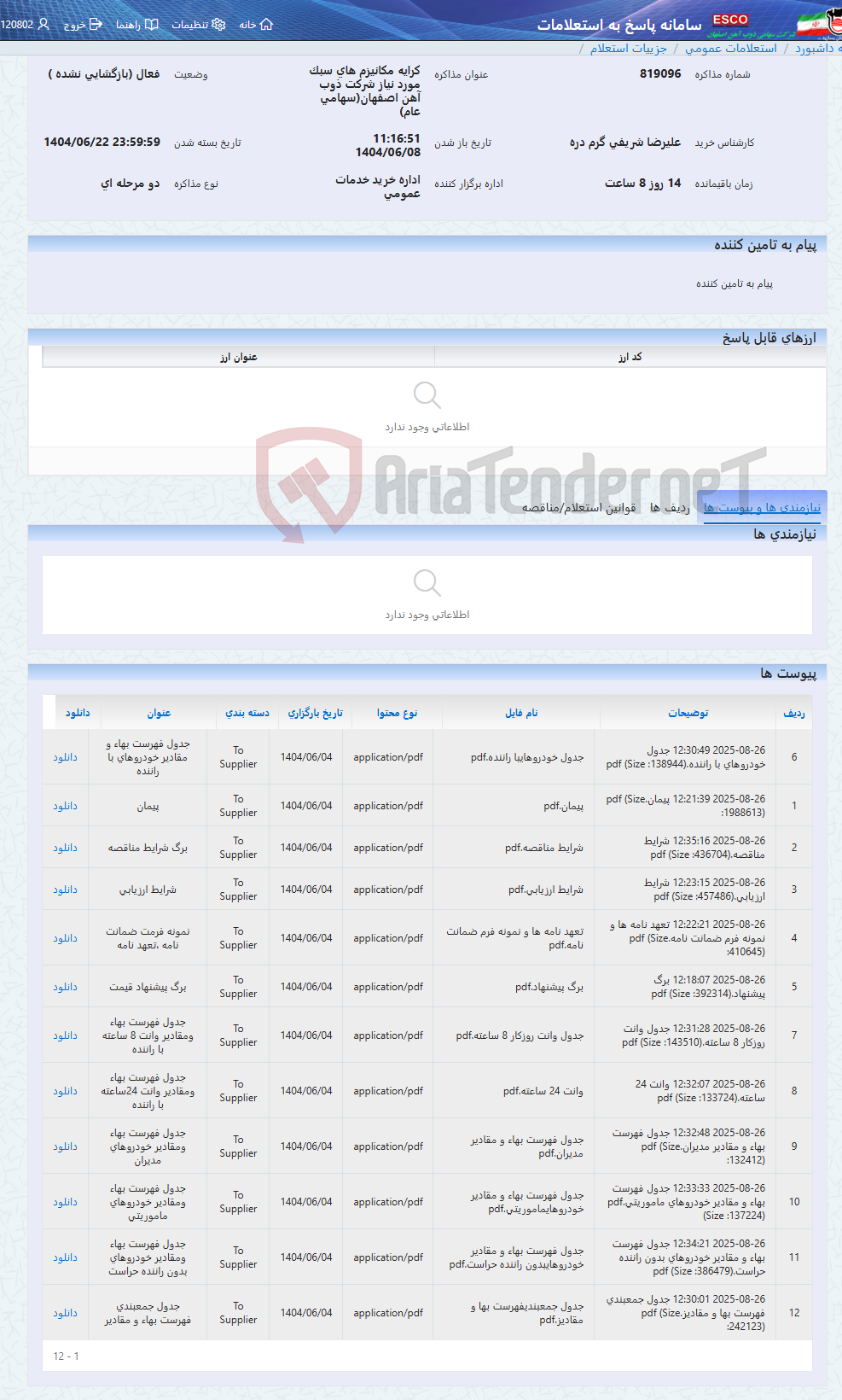 تصویر کوچک آگهی کرایه مکانیزم های سبک مورد نیاز شرکت ذوب آهن اصفهان(سهامی عام)