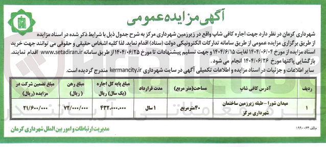 تصویر کوچک آگهی اجاره کافی شاپ