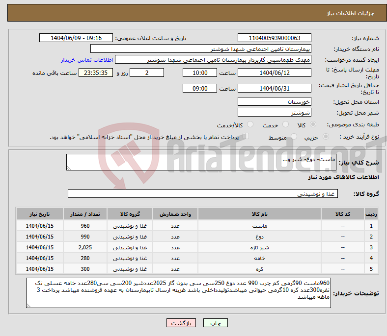 تصویر کوچک آگهی نیاز انتخاب تامین کننده-ماست- دوغ- شیر و...