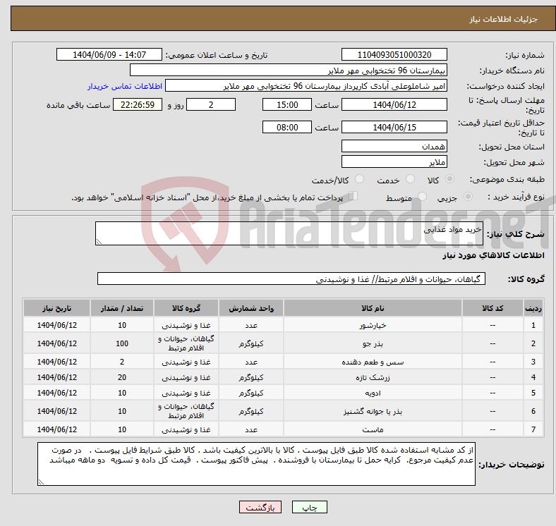 تصویر کوچک آگهی نیاز انتخاب تامین کننده-خرید مواد غذایی