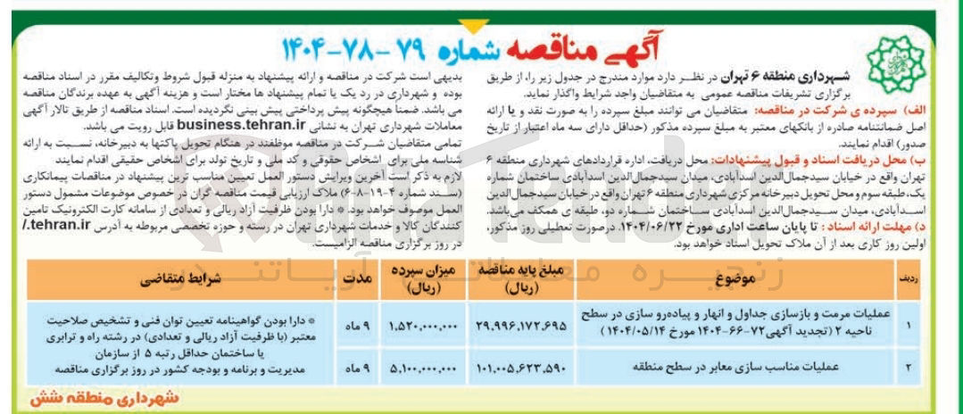 تصویر کوچک آگهی عملیات مناسب سازی معابر در سطح منطقه