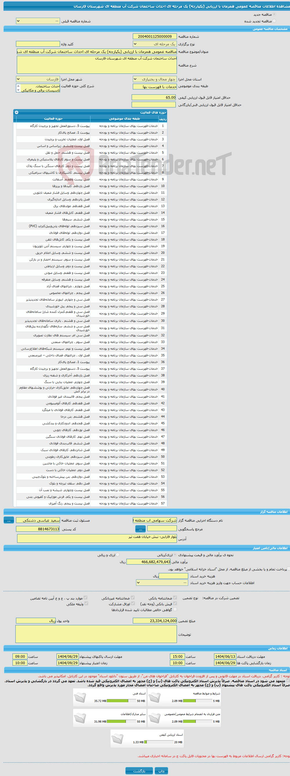تصویر کوچک آگهی مناقصه عمومی همزمان با ارزیابی (یکپارچه) یک مرحله ای احداث ساختمان شرکت آب منطقه ای شهرستان فارسان