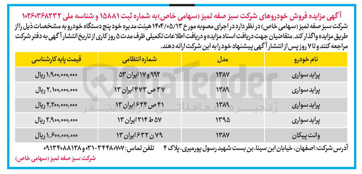 تصویر کوچک آگهی فروش پنج دستگاه خودرو