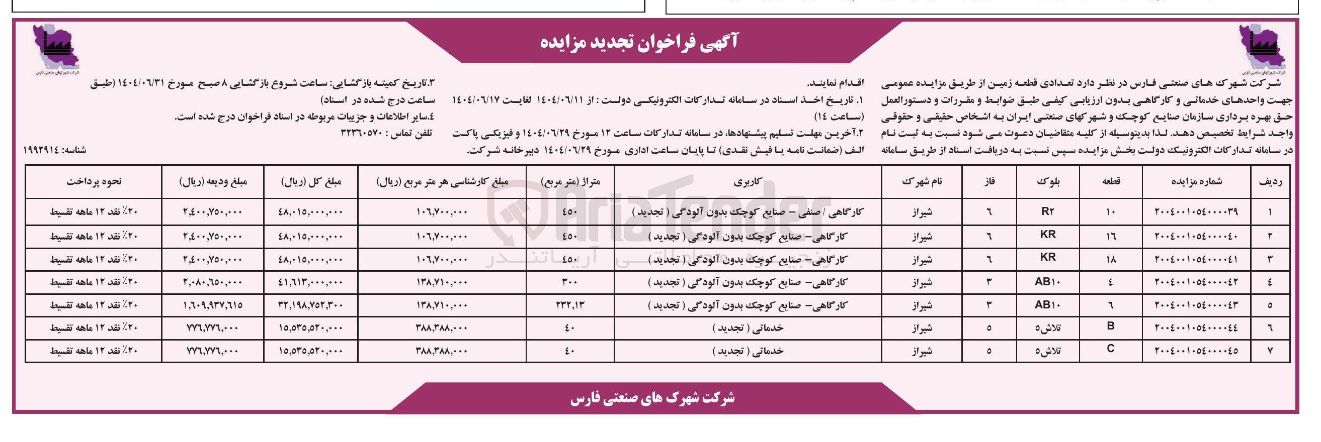 تصویر کوچک آگهی فروش قطعه 4 بلوک KR با کاربری کارگاهی - صنایع کوچک بدون آلودگی