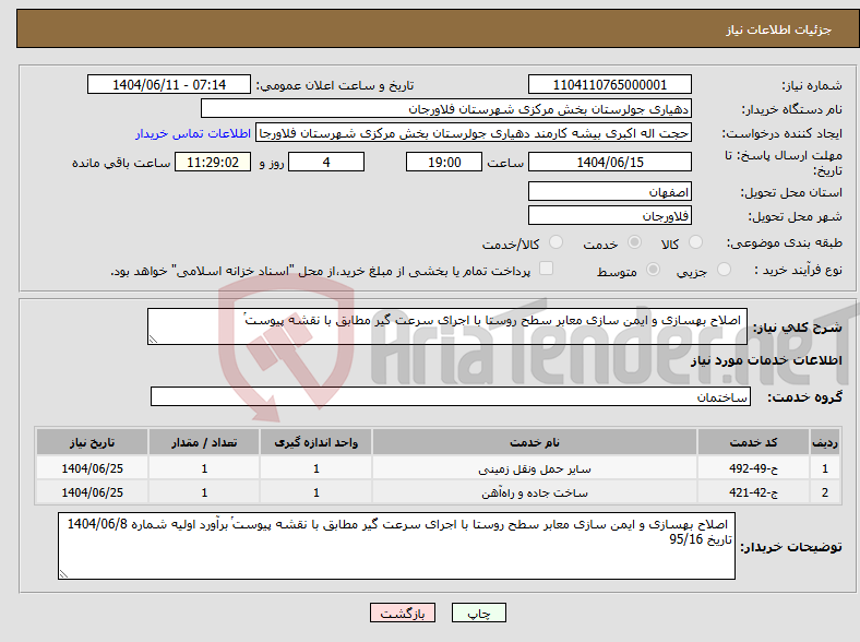 تصویر کوچک آگهی نیاز انتخاب تامین کننده- اصلاح بهسازی و ایمن سازی معابر سطح روستا با اجرای سرعت گیر مطابق با نقشه پیوستͬ