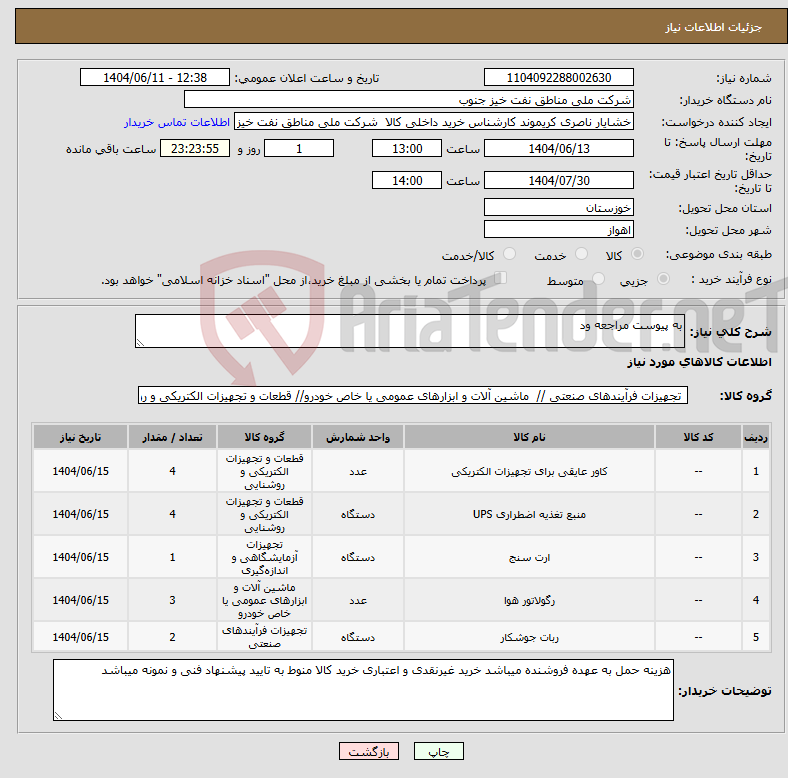 تصویر کوچک آگهی نیاز انتخاب تامین کننده-به پیوست مراجعه ود