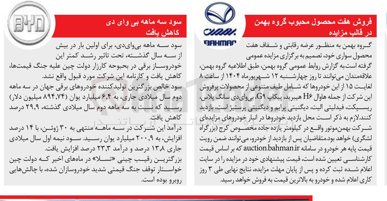 تصویر کوچک آگهی فروش هفت محصول محبوب گروه بهمن