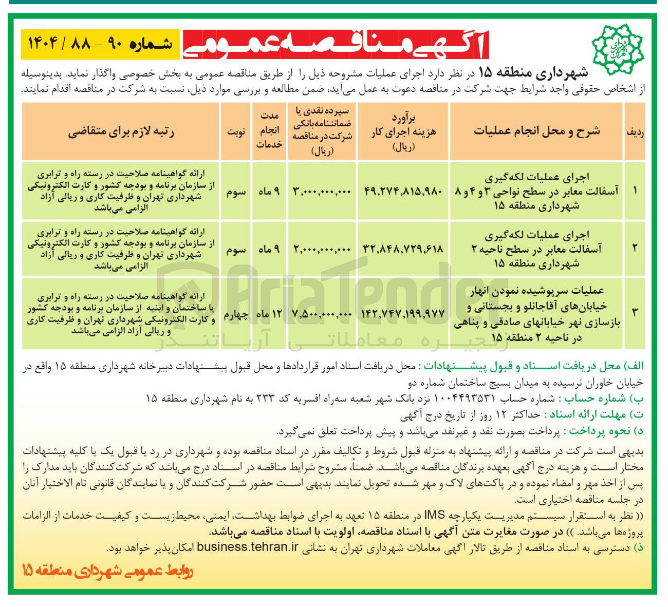 تصویر کوچک آگهی عملیات سرپوشیده نمودن انهار