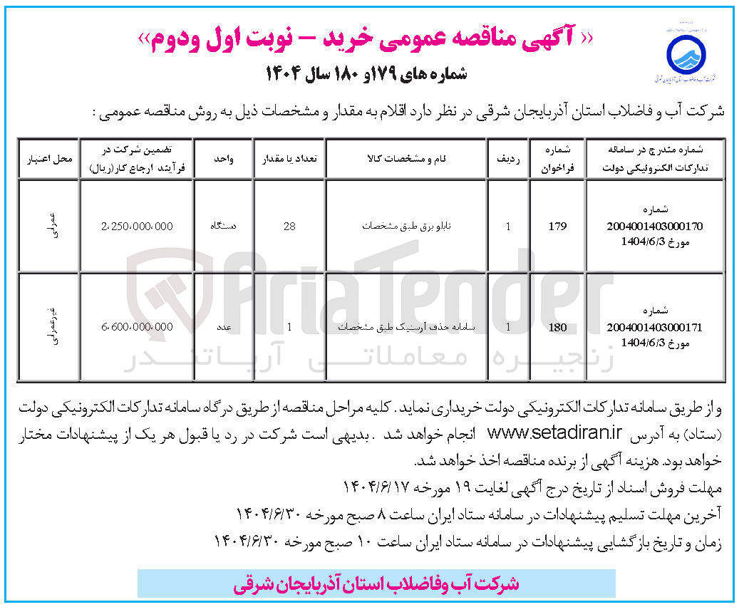تصویر کوچک آگهی خرید یک عدد سامانه حذف آرسنیک