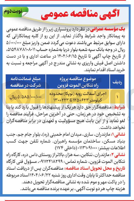 تصویر کوچک آگهی اجرای آسفالت رویه ( توپکا )