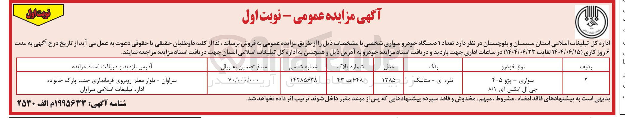 تصویر کوچک آگهی فروش تعداد ۱ دستگاه خودرو سواری شخصی سواری - پژو ۴۰۵ جی ال ایکس آی ۸/۱