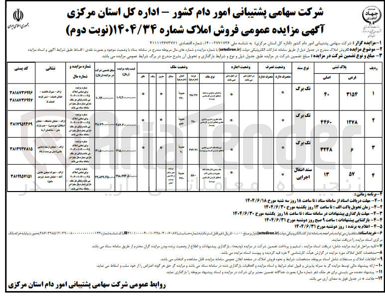 تصویر کوچک آگهی فروش املاک در 4 ردیف با کاربری مسکونی - تجاری - اداری - انباری - صنعتی