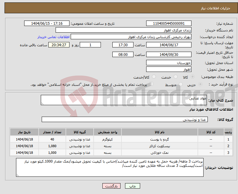 تصویر کوچک آگهی نیاز انتخاب تامین کننده-مواد غذایی