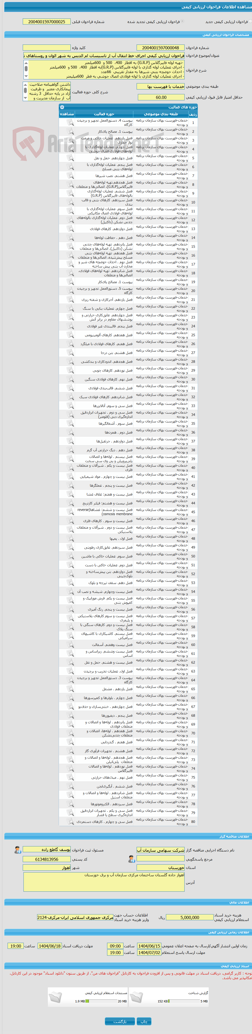 تصویر کوچک آگهی فراخوان ارزیابی کیفی اجرای خط انتقال آب از تاسیسات ام الدبس به شهر الوان و روستاهای تابعه (طرح میان مدت) به همراه تامین مالی