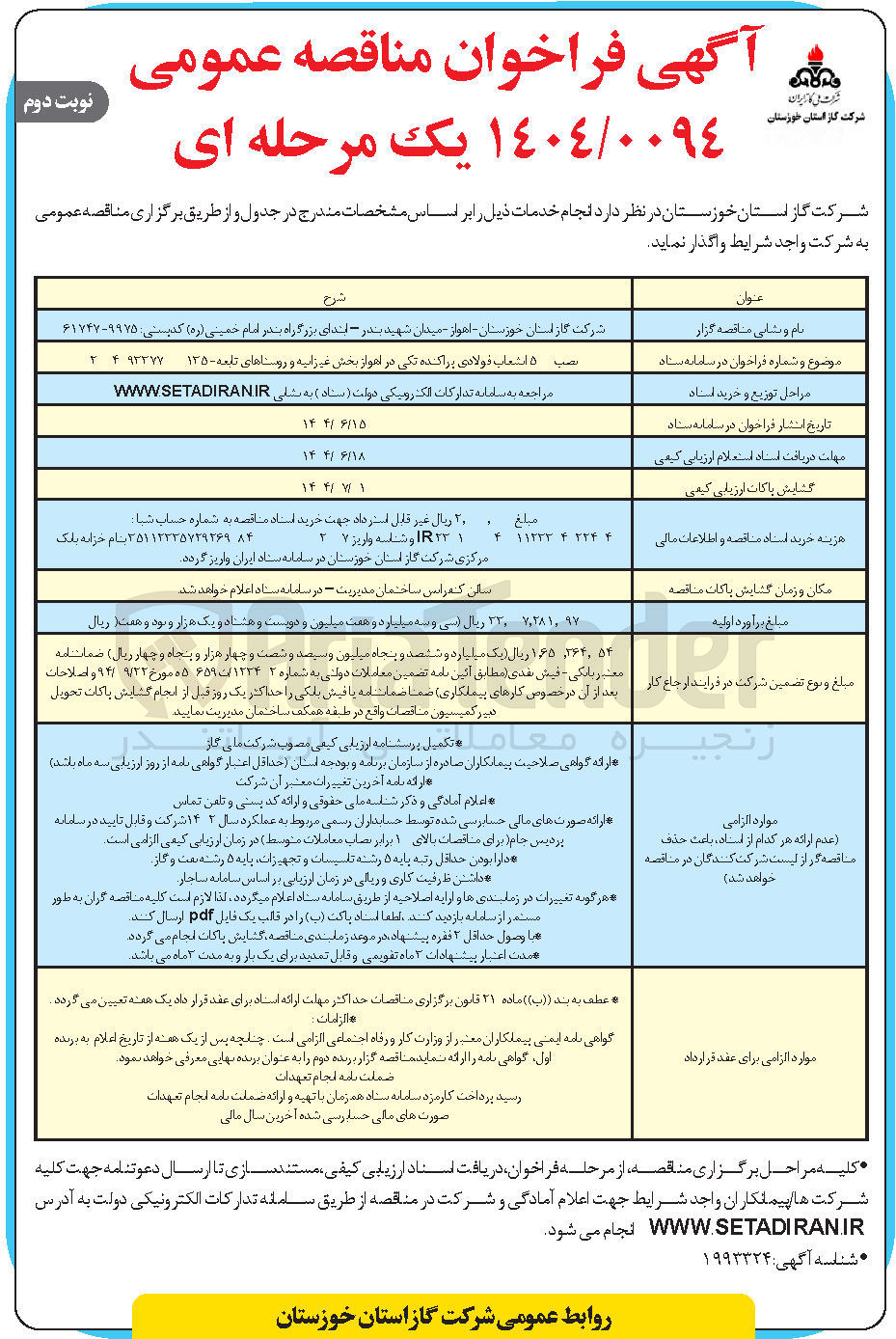 تصویر کوچک آگهی نصب 5 انشعاب فولادی پراکنده تکی