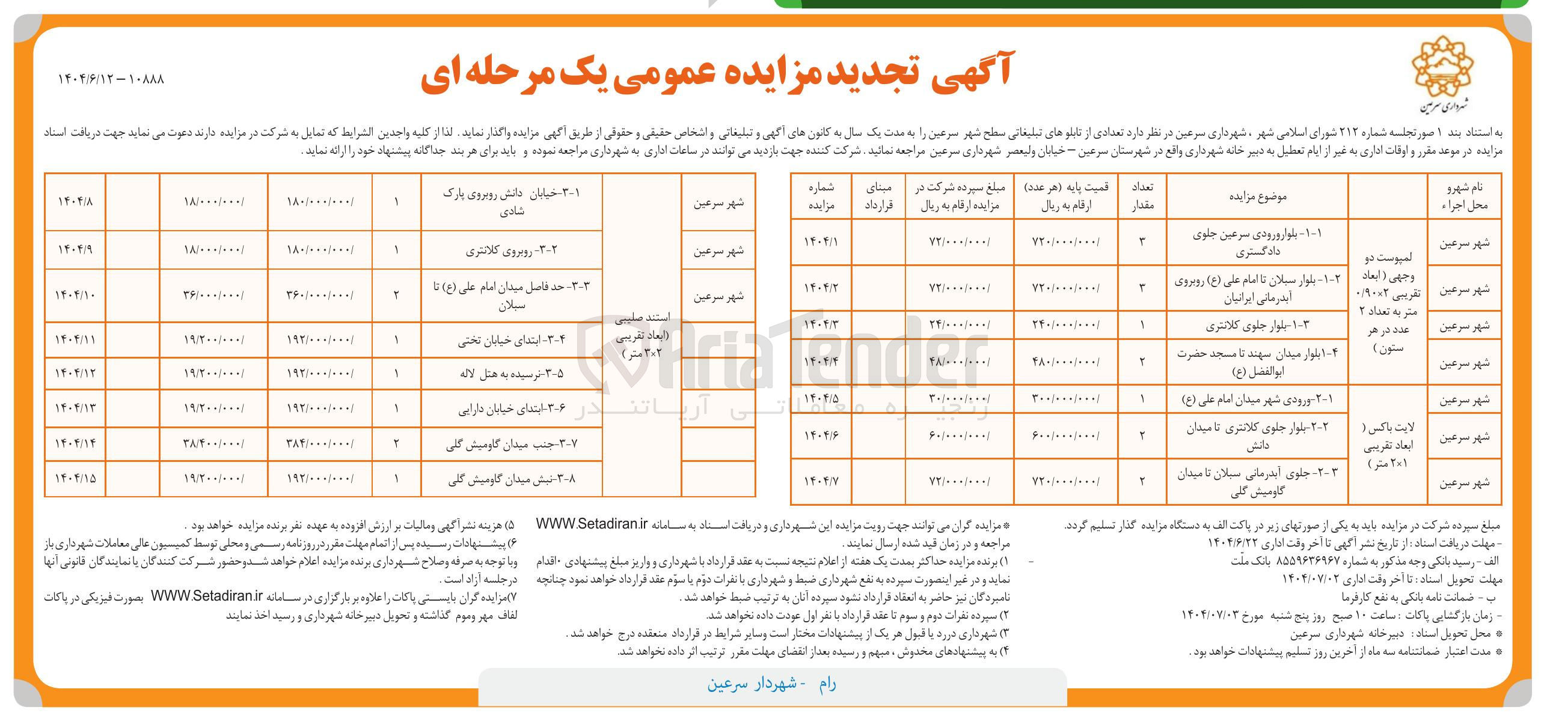 تصویر کوچک آگهی تعدادی از تابلوهای تبلیغاتی سطح شهر