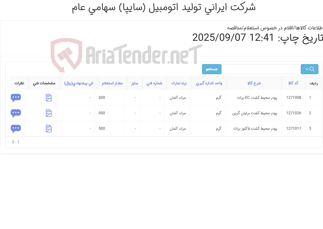 تصویر کوچک آگهی سه ردیف پودر محیط کشت