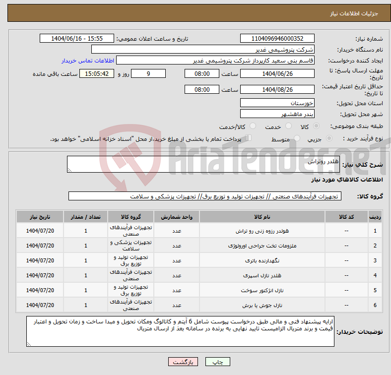 تصویر کوچک آگهی نیاز انتخاب تامین کننده-هلدر روتراش