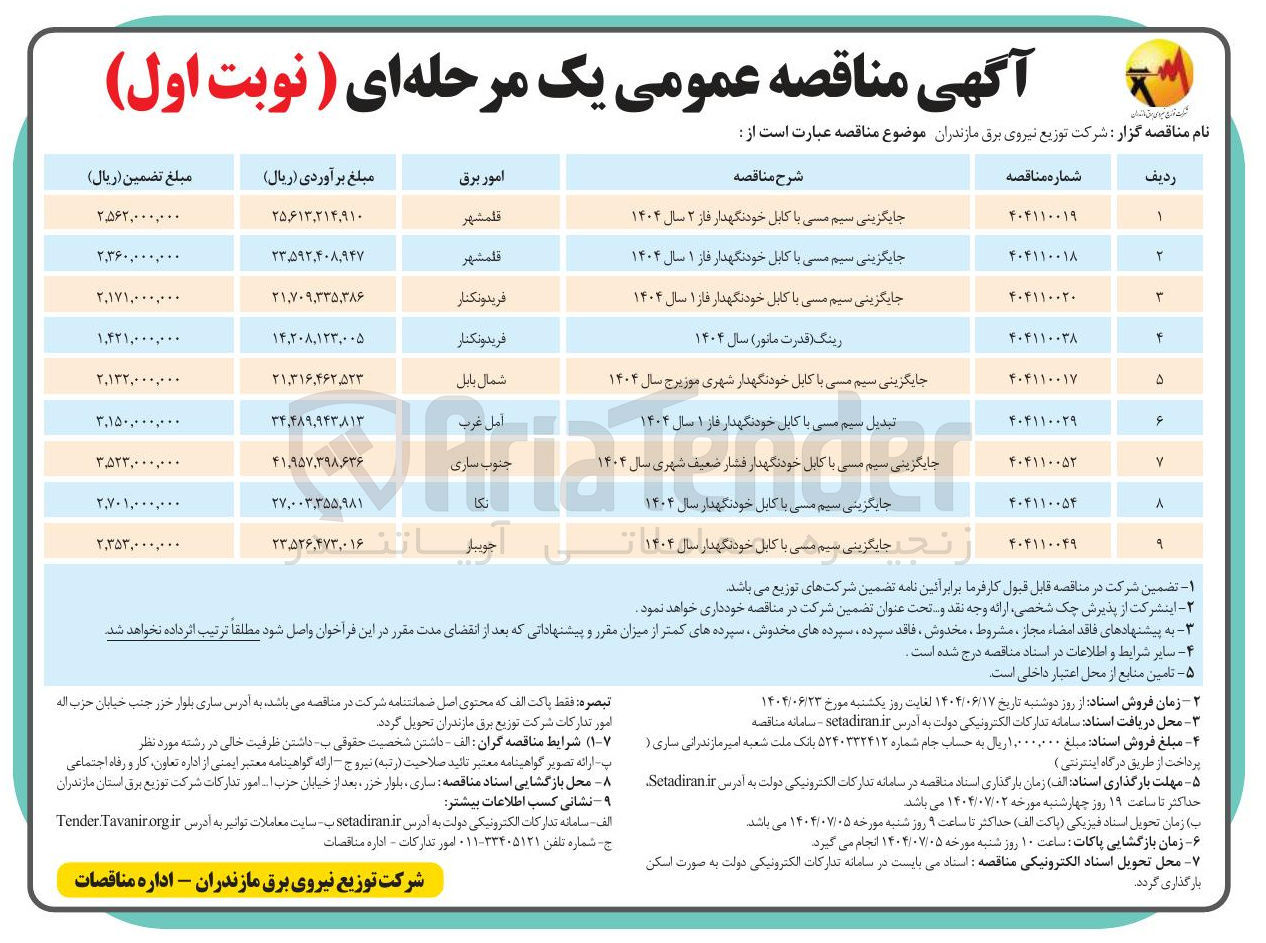 تصویر کوچک آگهی جایگزینی سیم مسی با کابل خودنگهدار سال ۱۴۰۴ 
