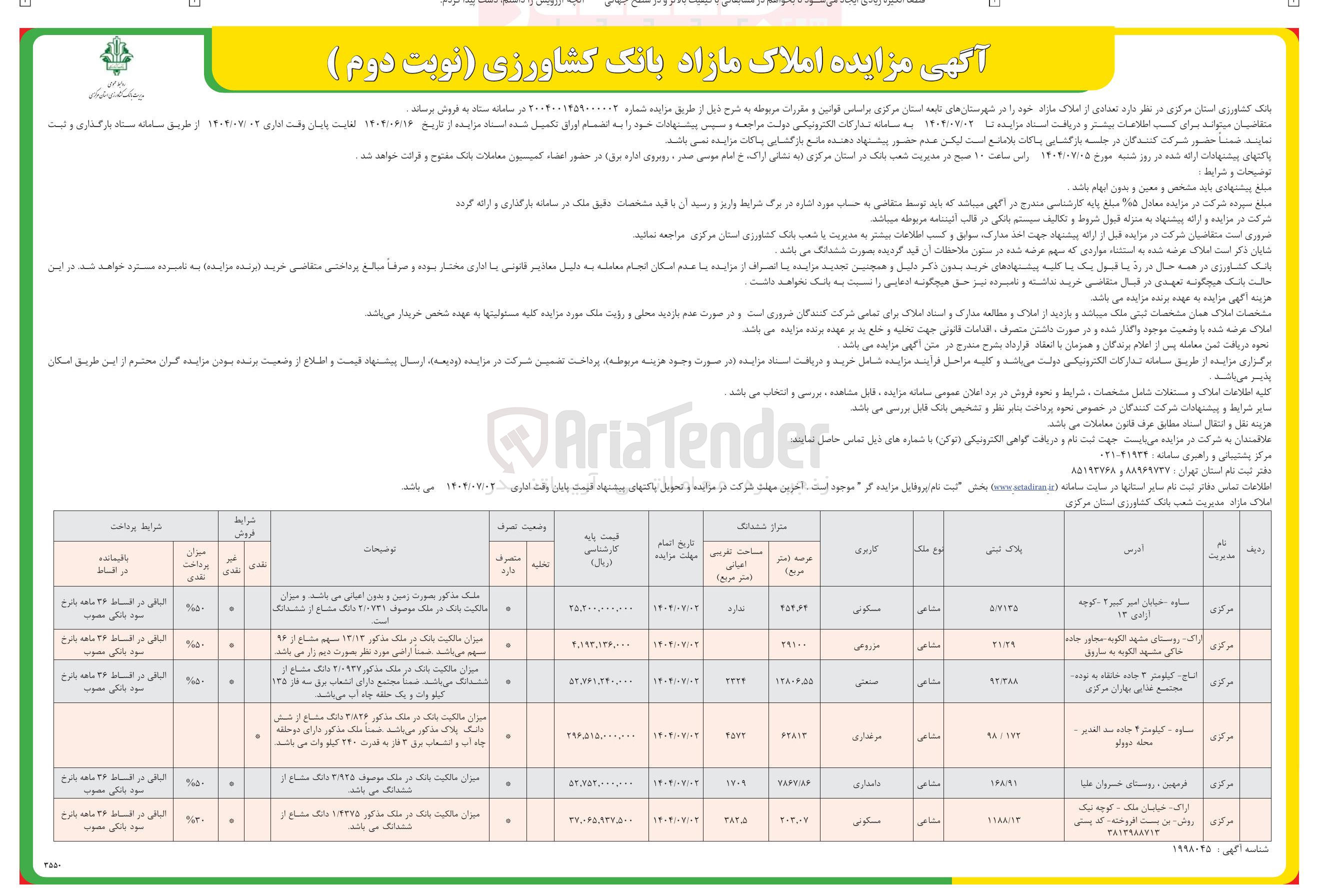 تصویر کوچک آگهی تعدادی از املاک مازاد
