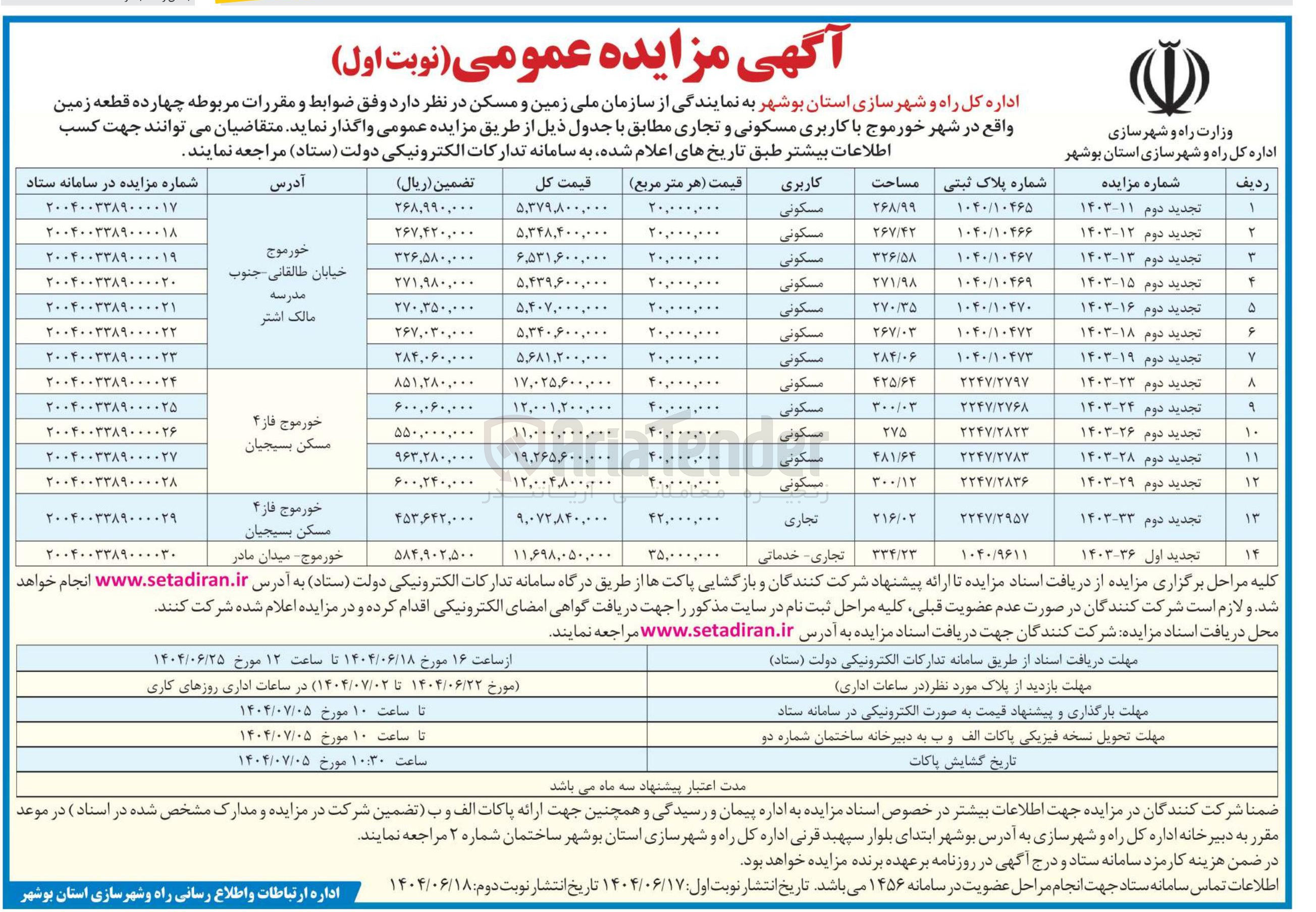 تصویر کوچک آگهی چهارده قطعه زمین