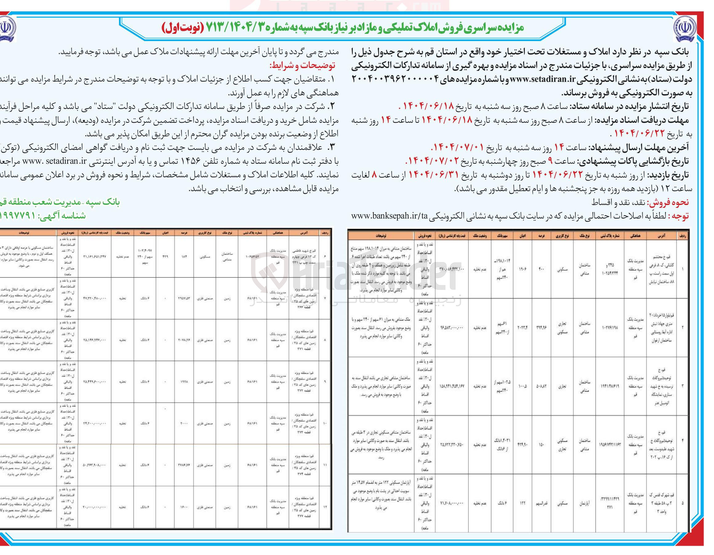 تصویر کوچک آگهی فروش املاک در 12 ردیف با کاربری مسکونی - تجاری - صنعتی