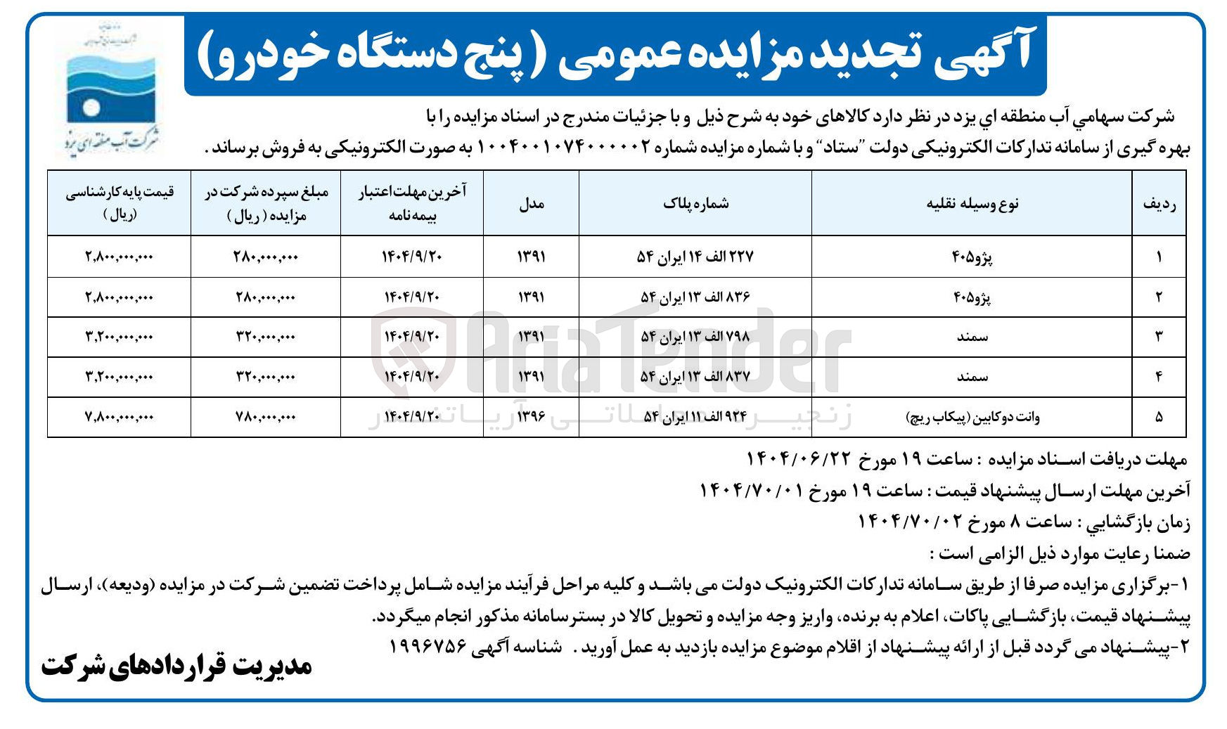 تصویر کوچک آگهی فروش 5 دستگاه خودرو
