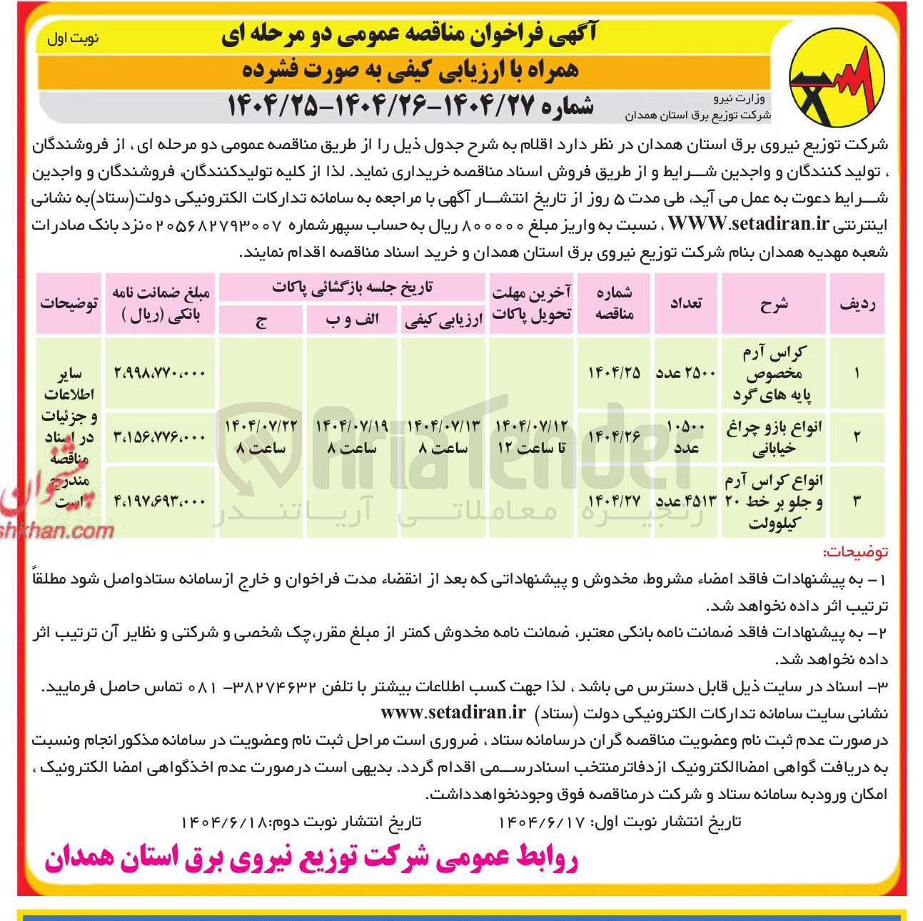 تصویر کوچک آگهی انواع کراس آرم و جلو بر خط ۲۰ کیلوولت 
