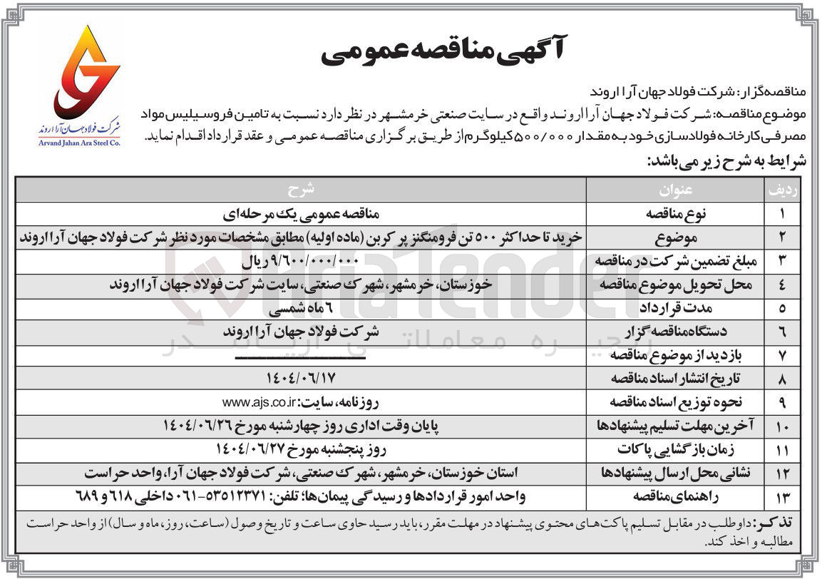 تصویر کوچک آگهی خرید تا حداکثر ۵۰۰ تن فرومنگنز پر کربن ( ماده اولیه)