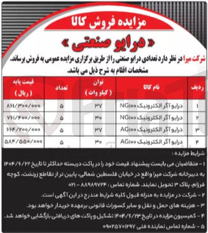 تصویر کوچک آگهی فروش تعدادی درایو صنعتی