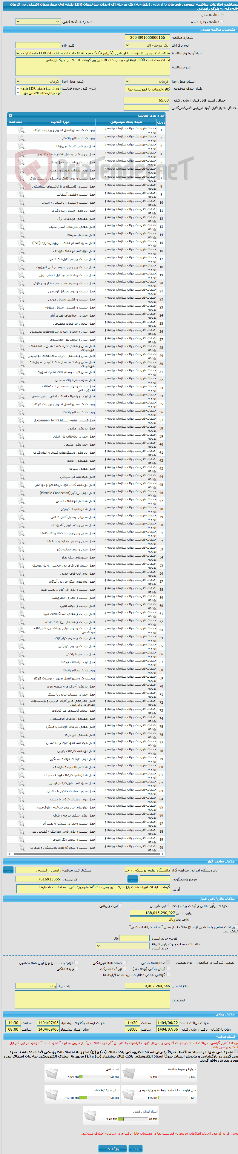 تصویر کوچک آگهی مناقصه عمومی همزمان با ارزیابی (یکپارچه) یک مرحله ای احداث ساختمان LDR طبقه اول بیمارستان افضلی پور کرمان -ال-دی-آر- بلوک زایمانی