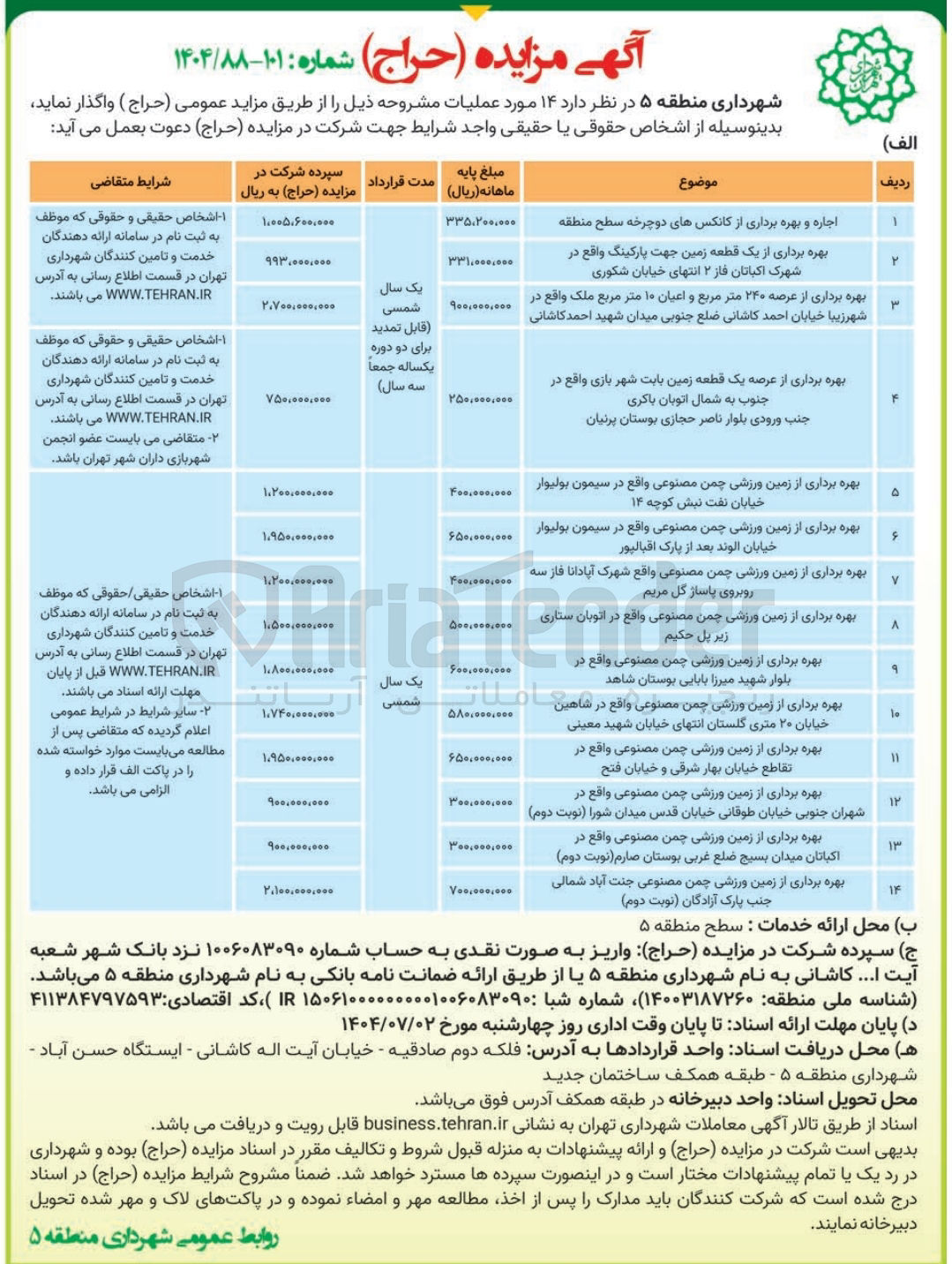 تصویر کوچک آگهی اجاره مورد 