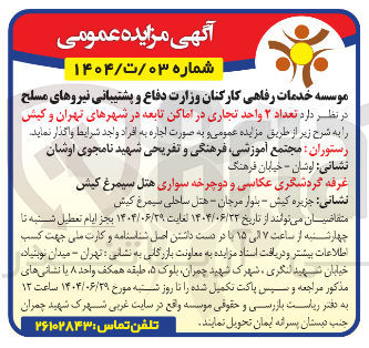 تصویر کوچک آگهی اجاره  تعداد 2 واحد تجاری 