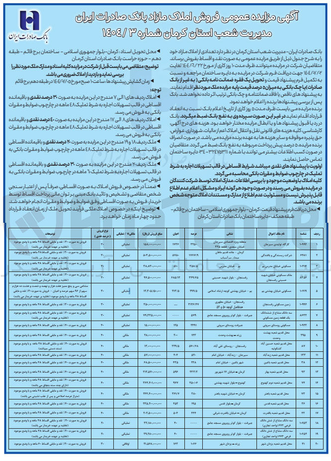 تصویر کوچک آگهی فروش املاک در 20 ردیف با کاربری کارگاهی - مسکونی - تجاری