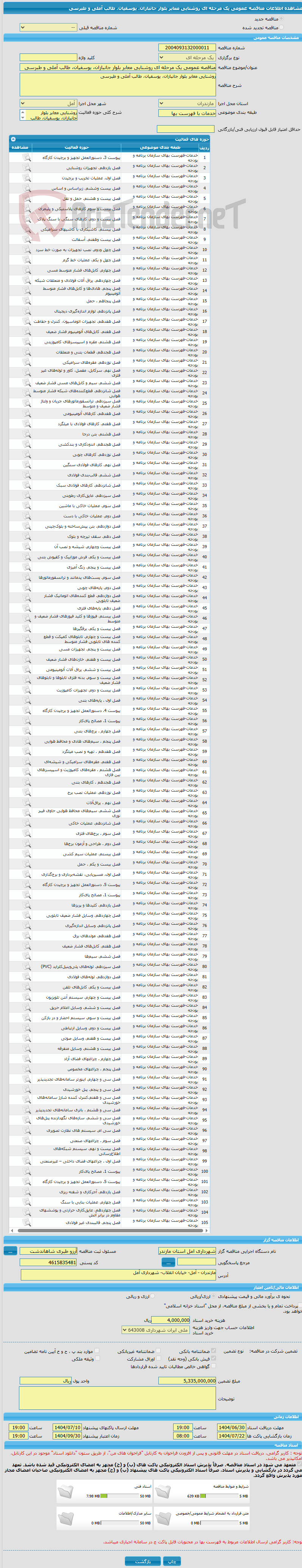 تصویر کوچک آگهی مناقصه عمومی یک مرحله ای روشنایی معابر بلوار جانبازان، یوسفیان، طالب آملی و طبرسی
