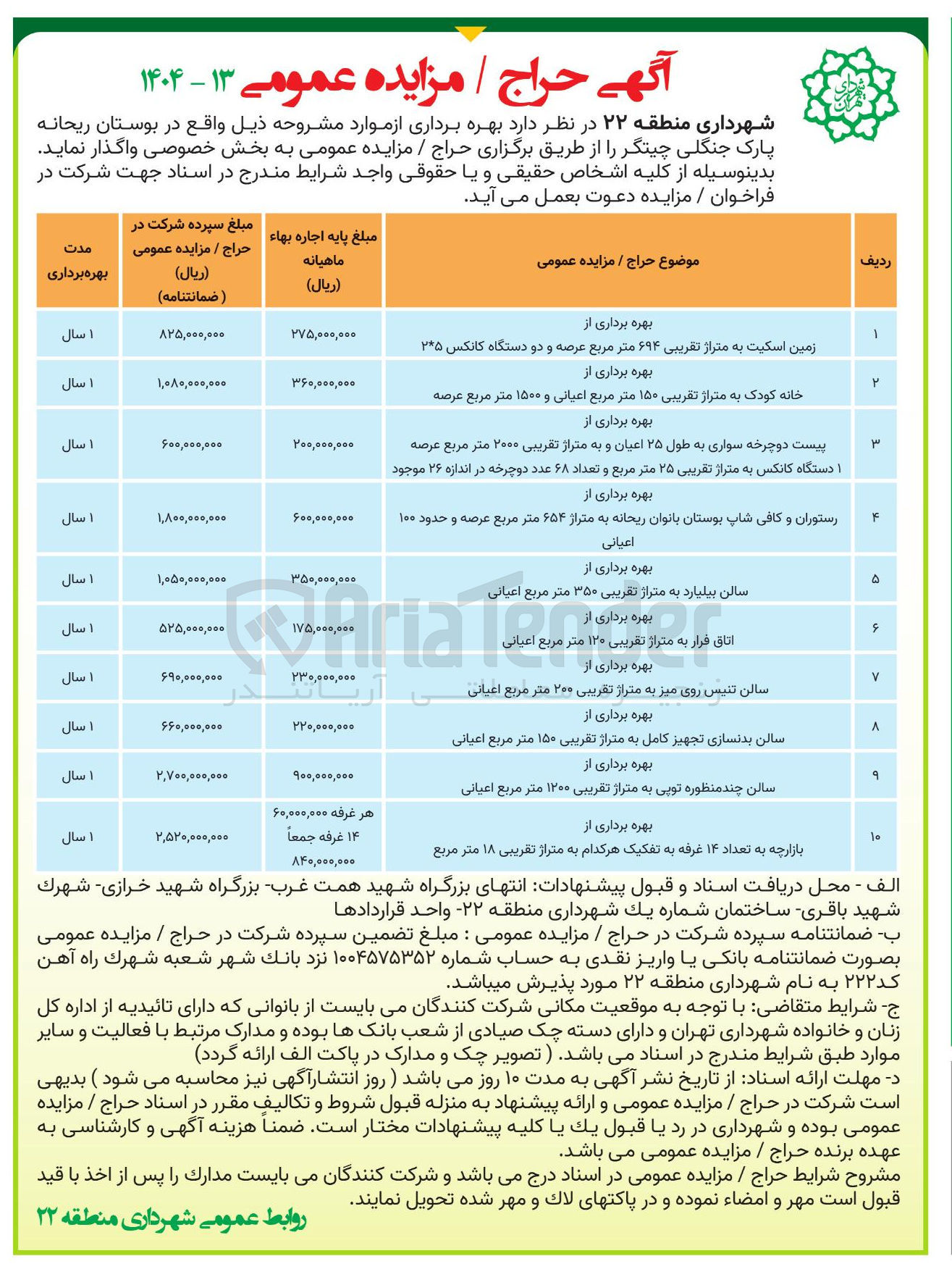 تصویر کوچک آگهی بهره برداری از 10 مورد