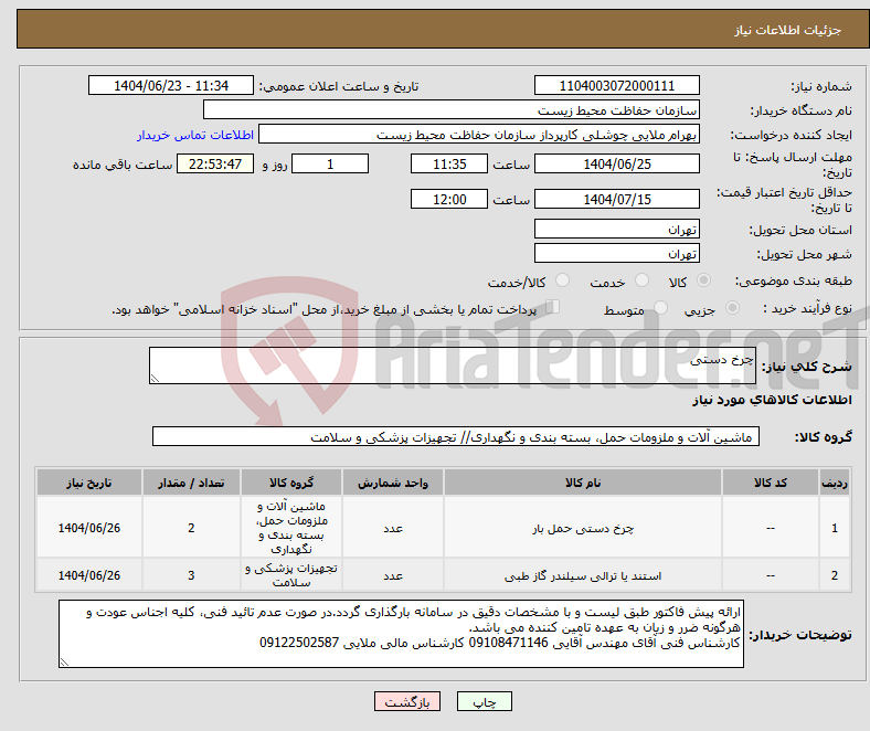 تصویر کوچک آگهی نیاز انتخاب تامین کننده-چرخ دستی