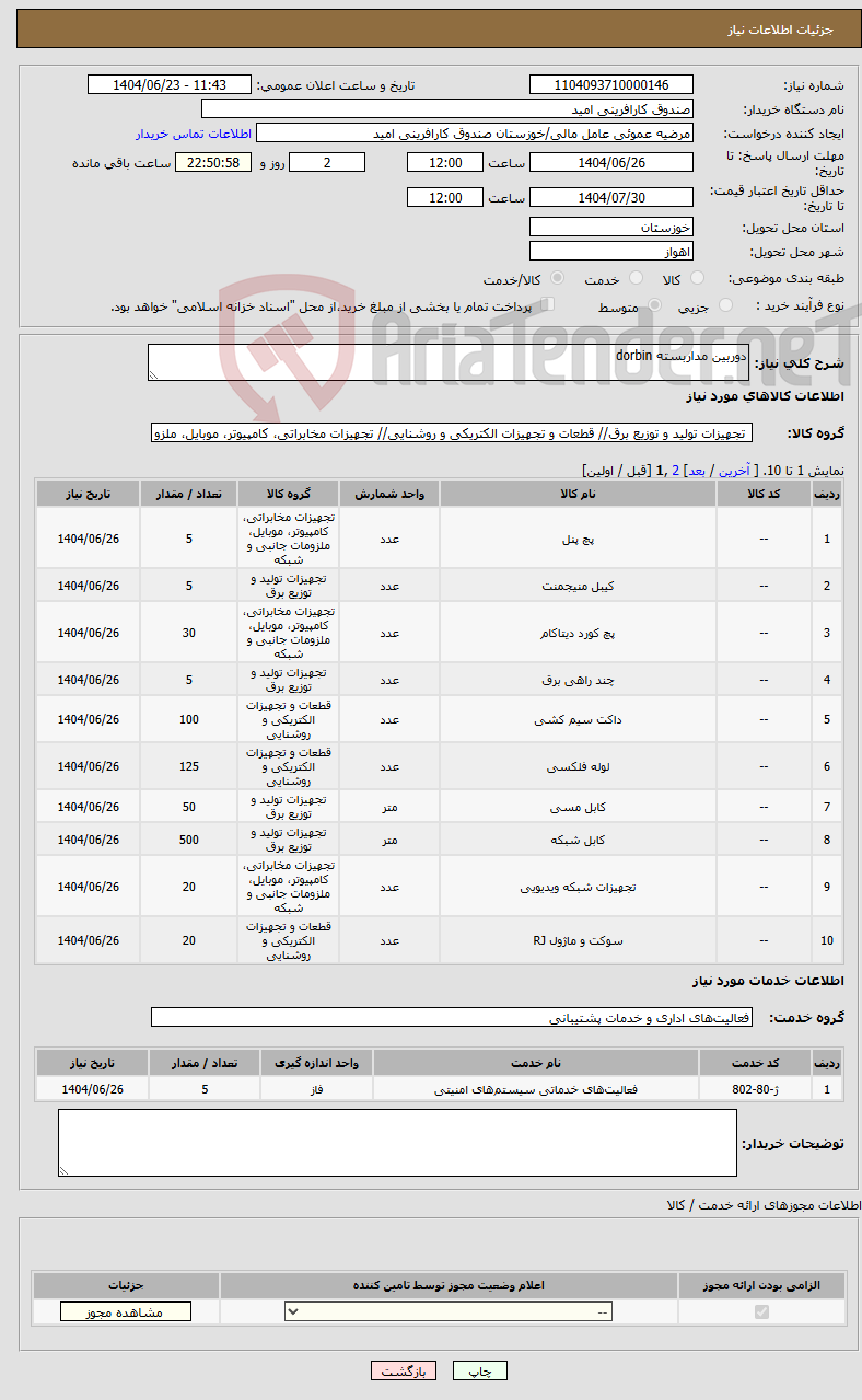 تصویر کوچک آگهی نیاز انتخاب تامین کننده-دوربین مداربسته dorbin